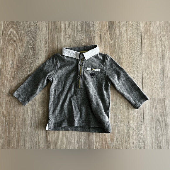 Tartine et Chocolat Baby Grey Polo Shirt - Size 0-3 months - Picture 1 of 6
